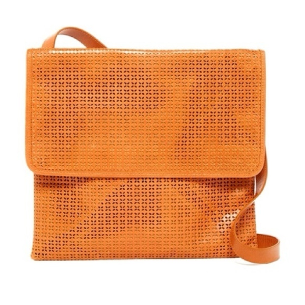 HOBO Original Lexa Lasercut‎ Leather Crossbody in Tangerine